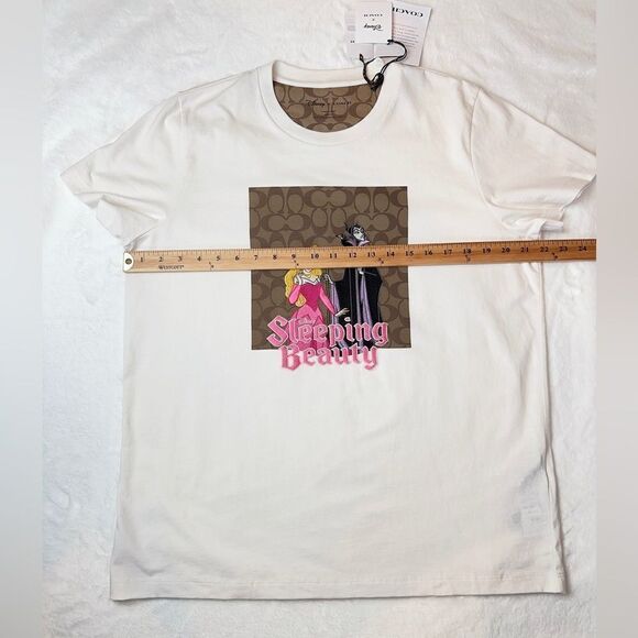 NWT Disney X‎ Coach Signature Sleeping Beauty T Shirt off white size L - Picture 5 of 10